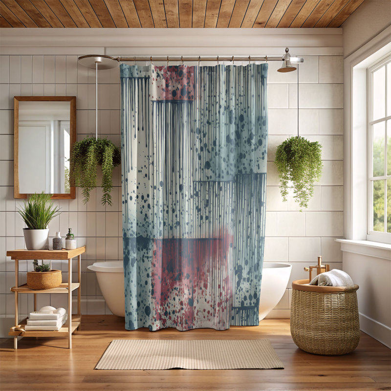 Rideau de douche Rainy Strokes - Premium, H 74 po x l 71 po