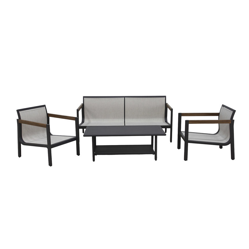 Ensemble de conversation de patio en aluminium Aspen pour 5 personnes avec coussins et table basse