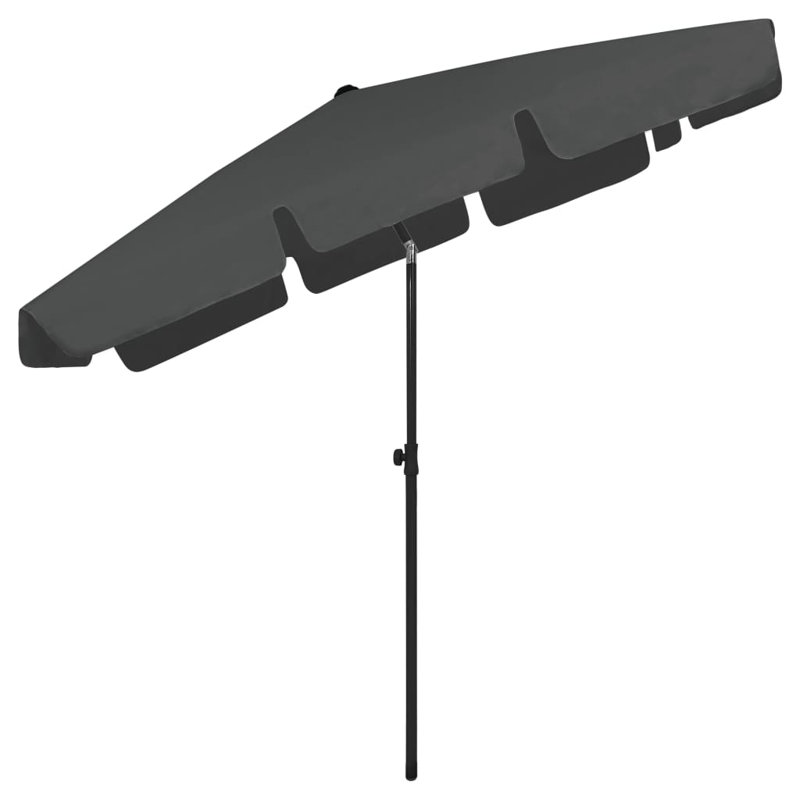Parasol de plage rectangulaire Dinuba, H 96,5 po x l 78,7 po x P 49,21 po, Anthracite