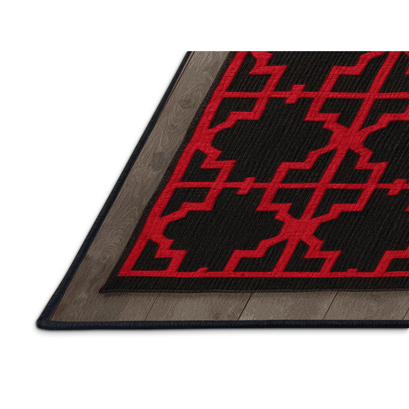 Tapis brun treillis lavable à la machine, Rond 8 pi