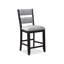 Ensemble de 2 pièces tabouret de bar à hauteur de comptoir noir de style campagnard avec siège et dossier rembourrés de couleur grise-949932803