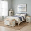Caeli 2 Drawer Compact Bedside Table, Soft White Painted Finish with Oak Effect Top
