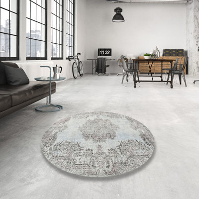 Tapis décoratif gris en laine abstraite