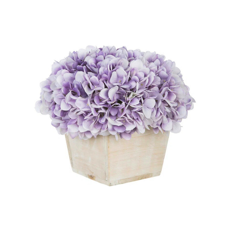 Arrangement d'hortensias lavande en pot synthétique, Lavande