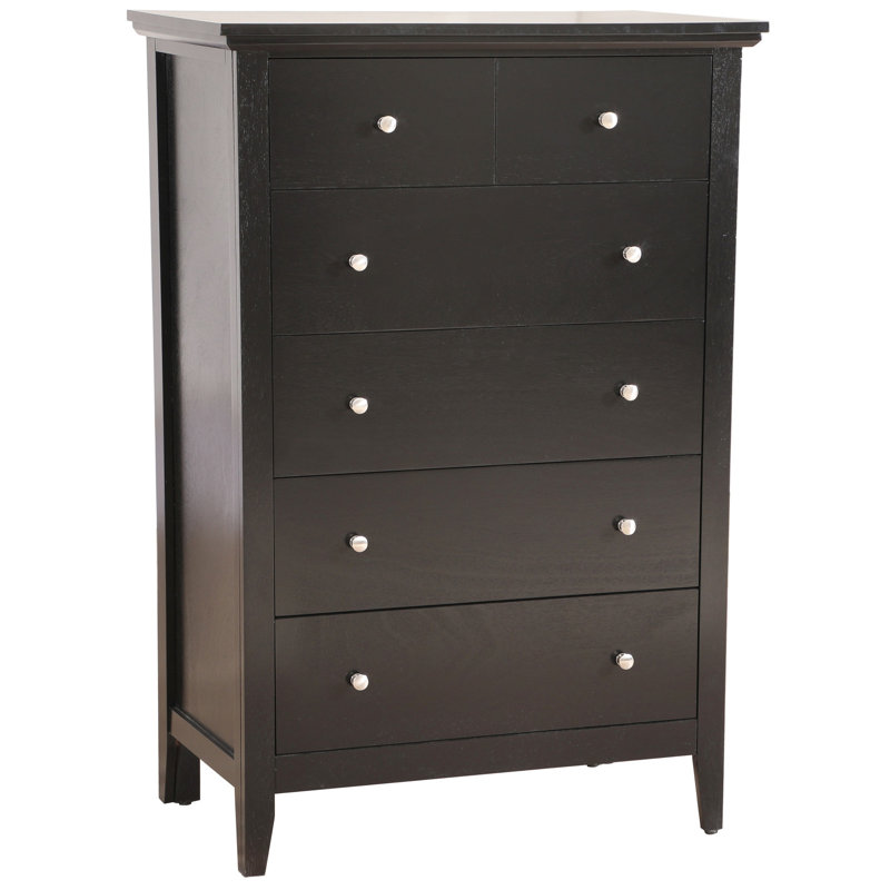Coffre noir - Glory Furniture G5450 placage de bois véritable, structure de tiroir à queue, unité entièrement assemblée, commode décorative en nickel, panneaux de particules fabriqués, tiroirs, éléments en ternissure,