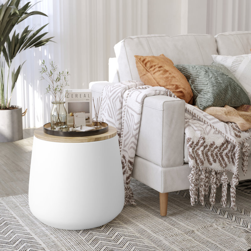 Table d'appoint ronde d'extérieur 17 po Ceeva, Blanc
