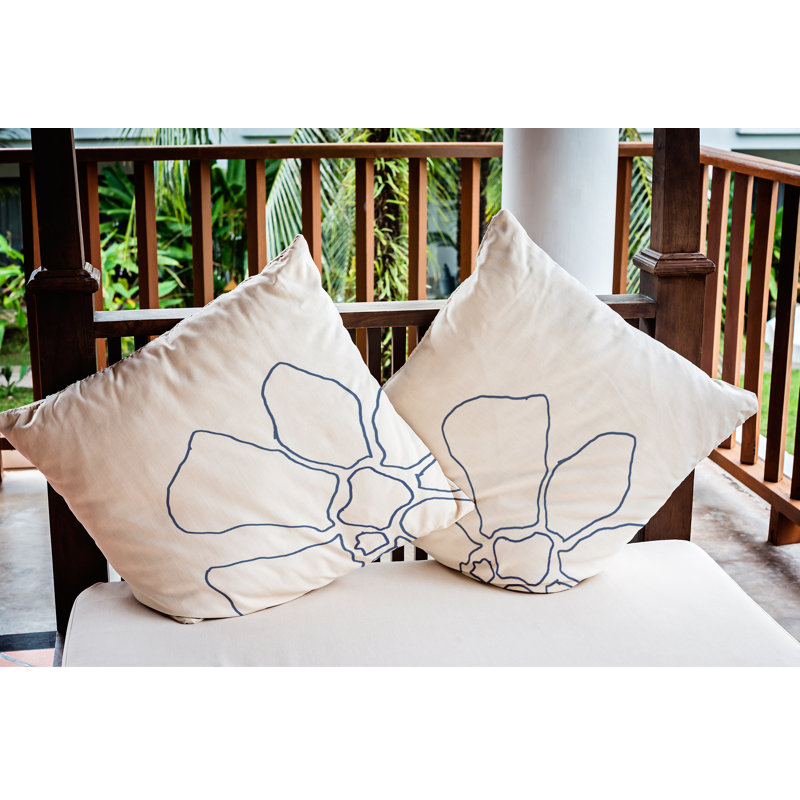 Housse et insert de coussin d'extérieur carré Petal Lines, 18 po x 18 po, Bleu / blanc