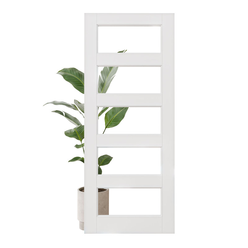 Intérieur de la porte en verre transparent 5-Lite, porte à dalle simple apprêtée à noyau solide avec verre trempé transparent certifié par la GSCG, pré-fini et facile à faire soi-même en satin, sans quincaillerie, garde-manger, chambre à coucher, salle de bain et garde-robe 24 po x 80 po