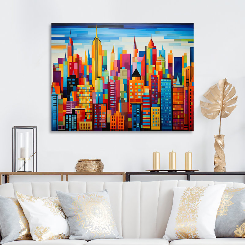 Pop Art New York In Color II - Pop Art, art mural, Toile tendue, H 24 po x l 32 po x P 1 po