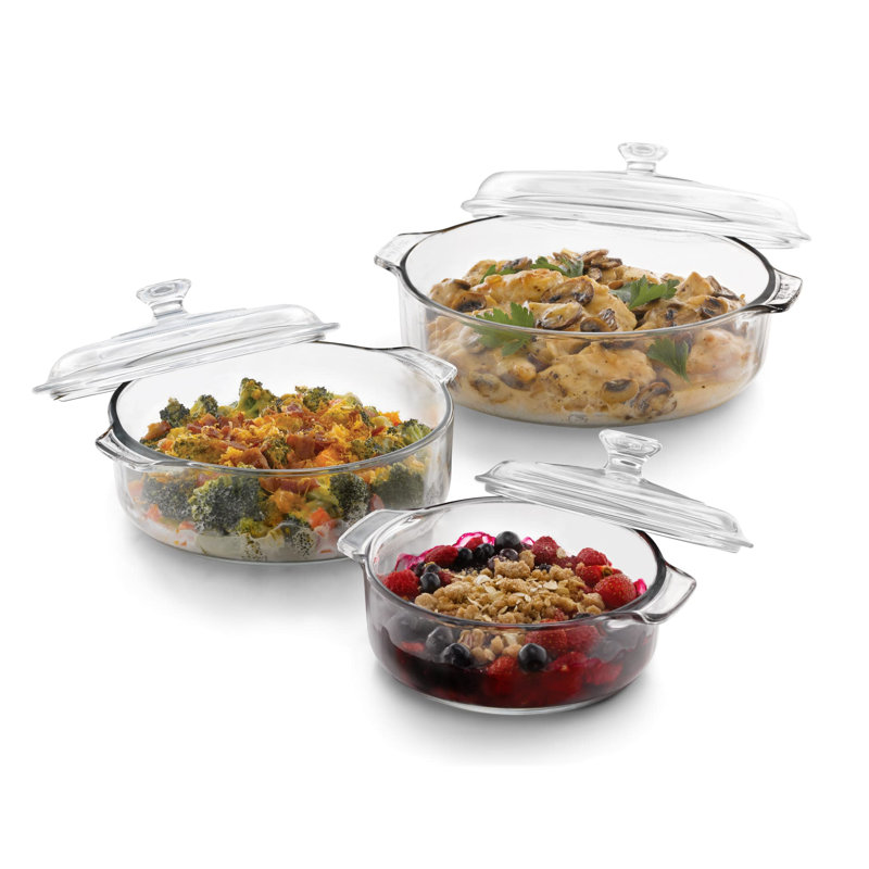 Baker's Premium 6-Piece Clear Glass Serving Dish Set with 2 Covers Baker's Premium 6-Piece Clear Glass Serving Dish Set with 2 Covers