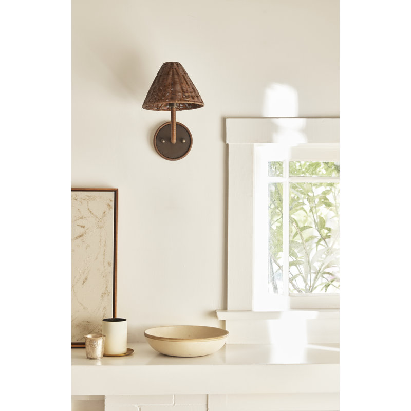Delphine Wicker Mini Lamp in Dark Brown