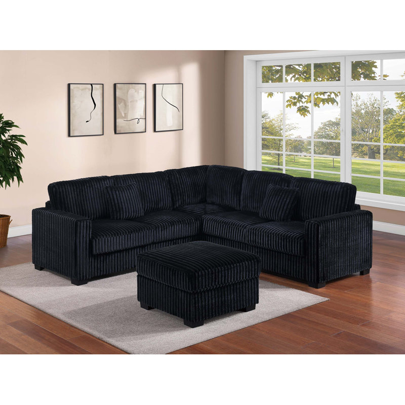 Ensemble de canapé modulaire moderne 4 pièces avec coin d'angle et repose-pieds