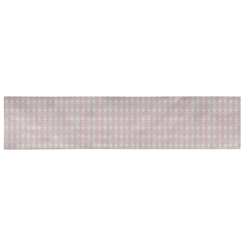 Chemin de table à carreaux géométriques Avicia, 73,5 po x 17,5 po, Rose / sarcelle, Coton