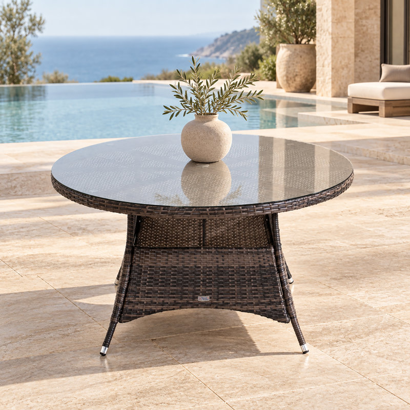 Table de salle à manger ronde pour l'extérieur, Gris