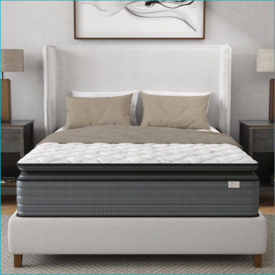 Mattresses, NapQueen Isabella 14 Inch Twin Hybrid Pillow Top Mattress | Foam+Spring | Light Gray