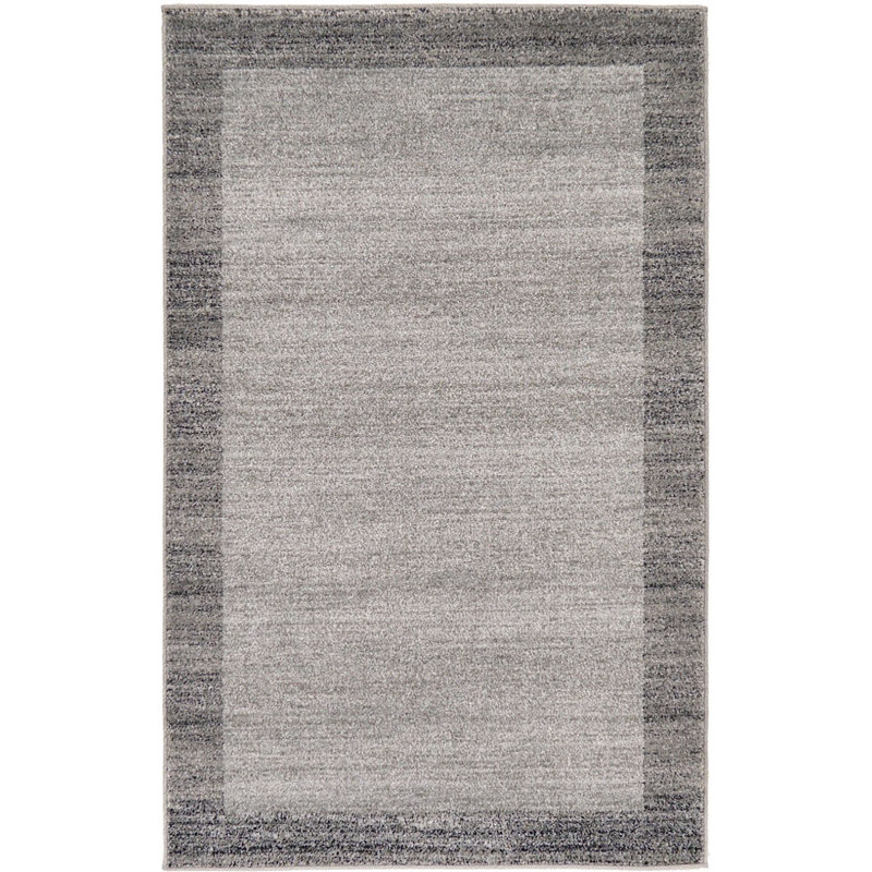 Tapis gris à motif géométrique Desdemona, Rectangle 2 pi 2 po x 3 pi