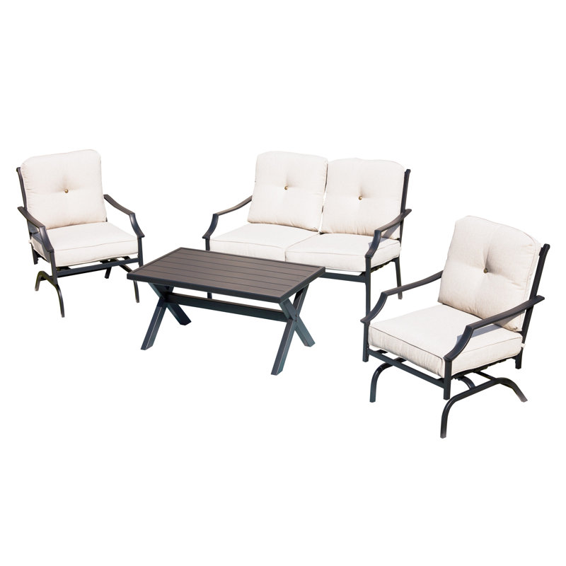 Strader 4 - Person Patio Conversation Set with Cushions, Beige
