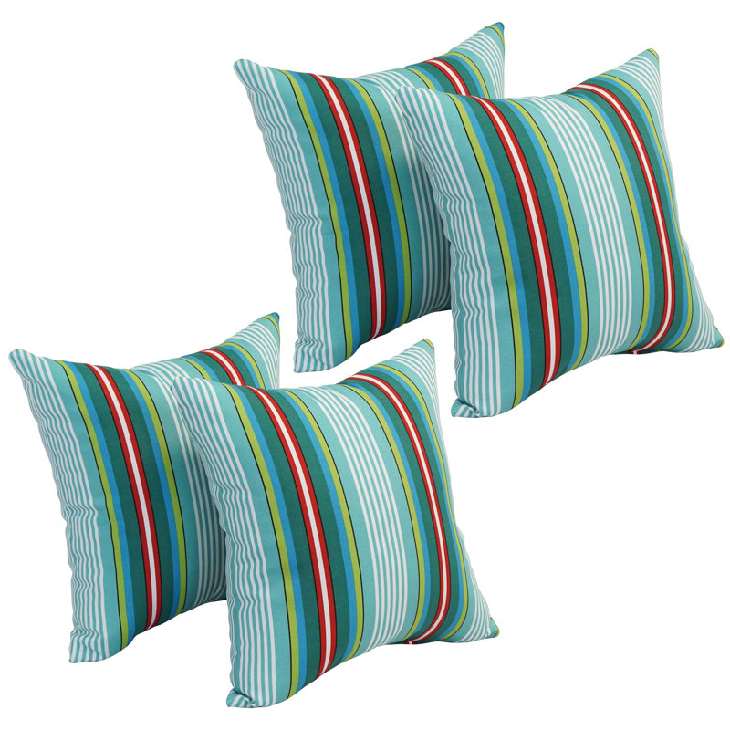 Outdoor Cushion Collection Indoor/Outdoor Striped Throw Pillow, Green/Red