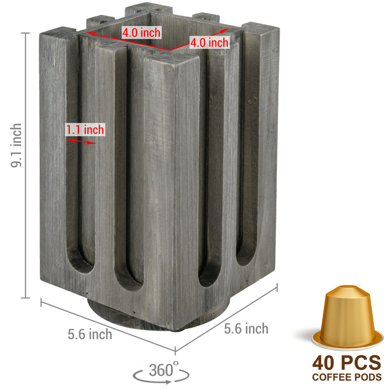 Porte-capsules de café rotatif en bois