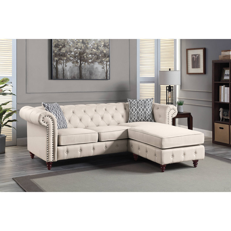Canapé modulaire réversible en tissu Waldina, Beige