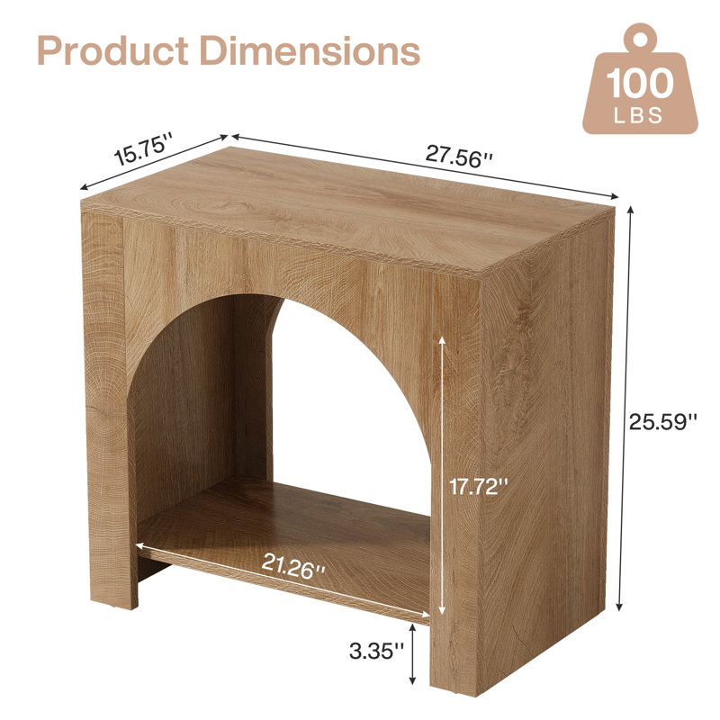 Set Of 2 Farmhouse End Table With Storage Shelf