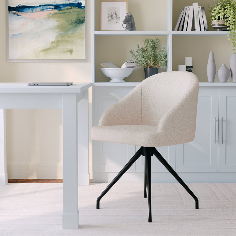 Chaise de bureau Martha Stewart Sora, Bronze huilé, Blanc