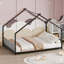 Cadre de lit double pour enfant avec bandes lumineuses à DEL, cadre de lit en forme de toit-191572539-191572517