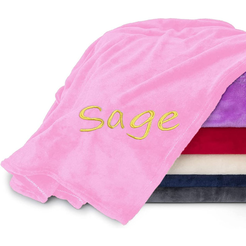 Couverture personnalisée en molleton doux, Rose clair, Oui, 40 x 60 pouces