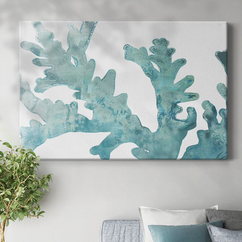 Toile tendue avec galerie Blue Macro Coral II, H 12 po x l 18 po
