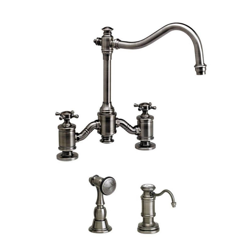 Annapolis Bridge Faucet - Cross Handles, Antique Pewter