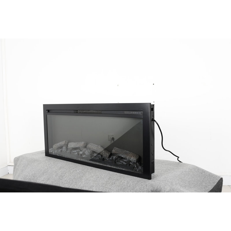Foyer électrique encastré 44 po, télécommande, effet de flamme, chaleur 1400 W, 5000 / H, bouton tactile, évent mural de 44 po, télécommande, flamme, sortie de chaleur, contrôle de température 64F - 82F