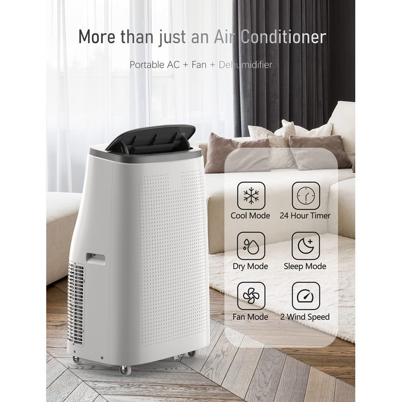 Zstar 14000 BTU Portable Air Conditione for 750 Square Feet with Remote Included, Gray