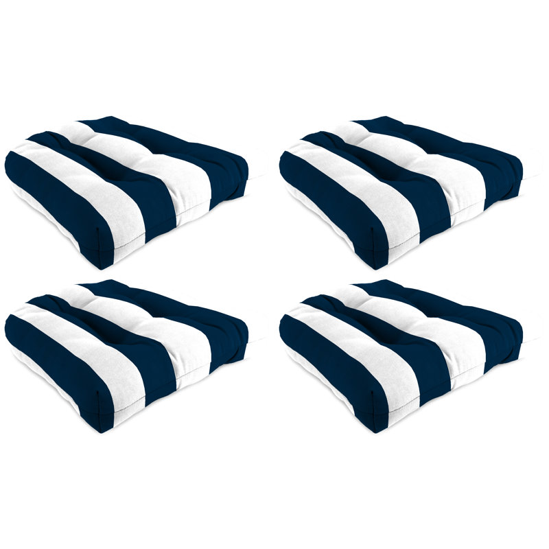 Outdoor Wicker Seat Cushion, Cabana Navy