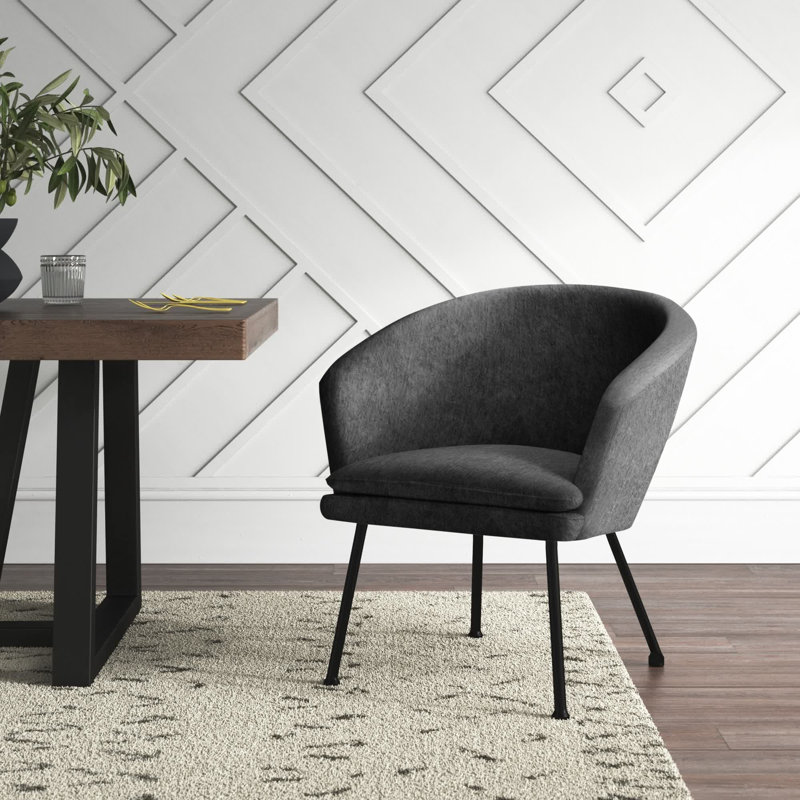 Bohanan Upholstered Barrel Chair, Dark Grey