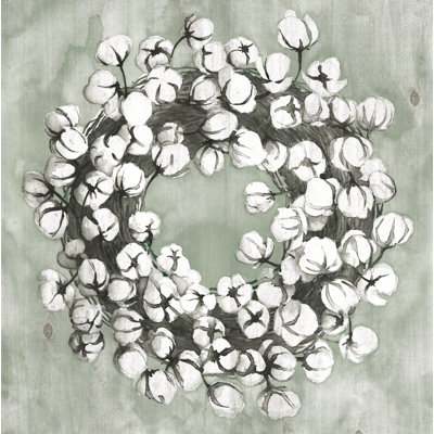 Cotton Wreath - Wrapped Canvas Painting