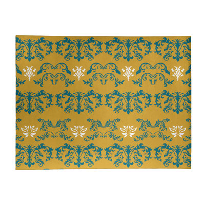 Tapis vert / jaune Damask