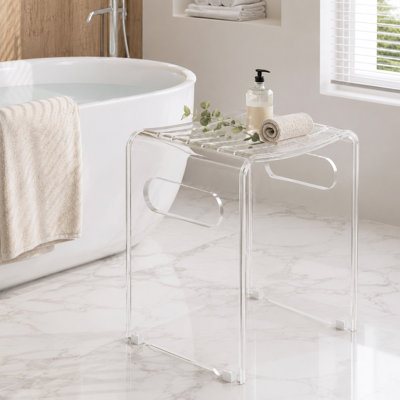 Clear Acrylic Shower Bench, Anti-Slip Silicone Feet and Drain Holes