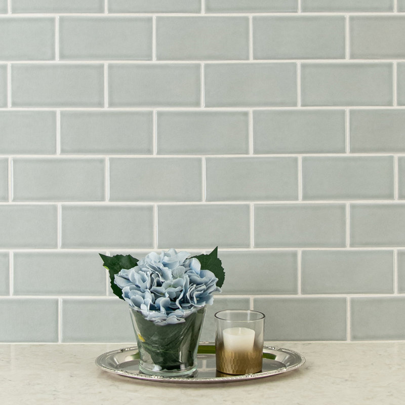 Subway 3 in. x 6 in. Glossy Ceramic Wall Tile, Mistfall
