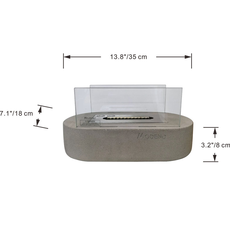 LUSPA Tabletop Fireplace- Light Gray Bio-Ethanol Outdoor Tabletop Fireplace with Flame Guard