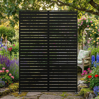 Decorative Garden Privacy Screen with Stand, 47"W x 72"H Large Freestanding Outdoor Divider with Installation Accessories, Trash Can Privacy Fence Screen Panels for Patio, Garden, Pool & Indoor.