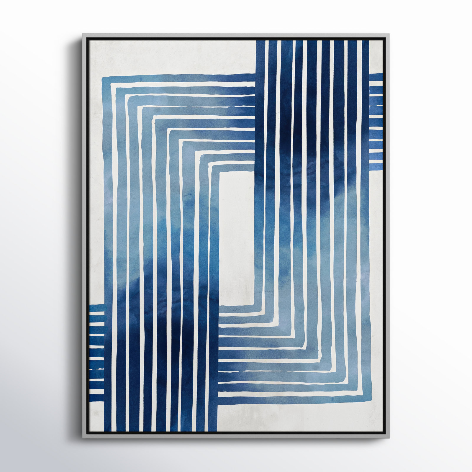 Lanny "In Unison" Painting by Eva Watts, Silver Framed Canvas, 41.5" H x 31.5" W x 2" D