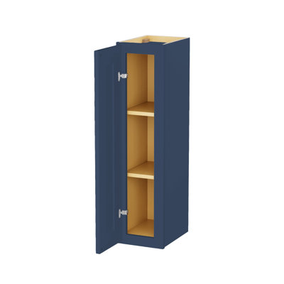 Meuble de cuisine mural Easy-DIY prêt à assembler, 23 cm (L) x 30 cm (P) x 91 cm (H), style Shaker bleu marine, 1 porte, 2 étagères