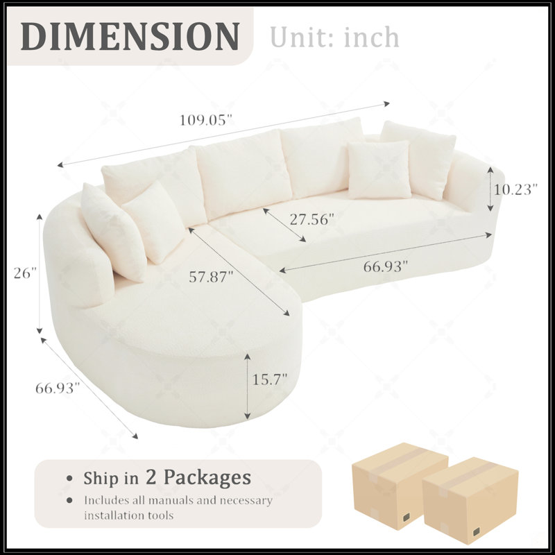 Canapé modulaire Cloud avec mousse à mémoire de forme, méridienne en L et conception modulaire pour les salons modernes