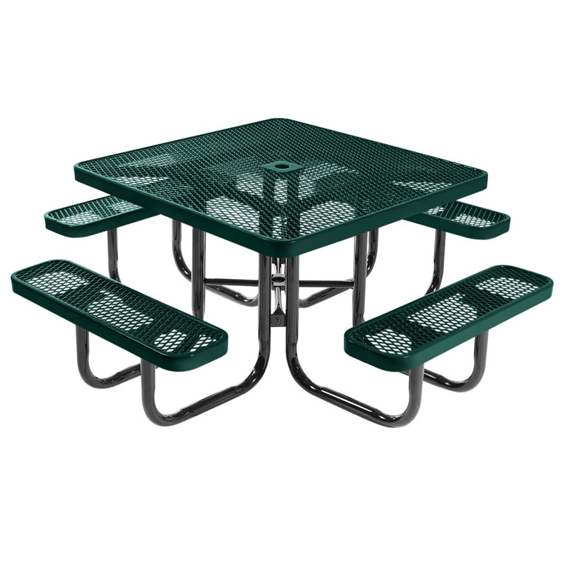 Table de pique-nique carrée de 117 cm (46 po), vert foncé texturé, 46 po, carré, acier déployé, Textured Dark Green