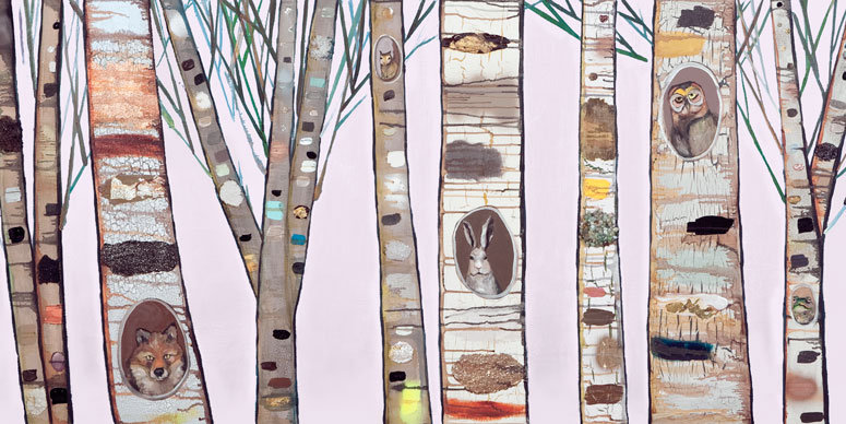 " Light Pink Birch Trees " by Eli Halpin GreenBox Art 