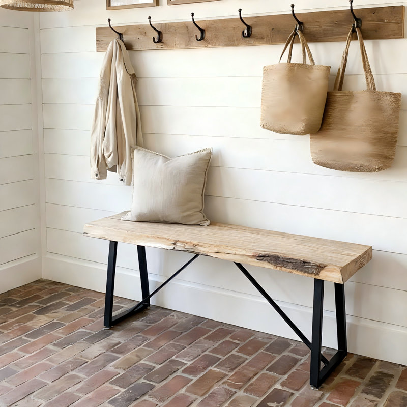 48''L X 20''W X 18''H Water Proof Bench with Black Steel Legs