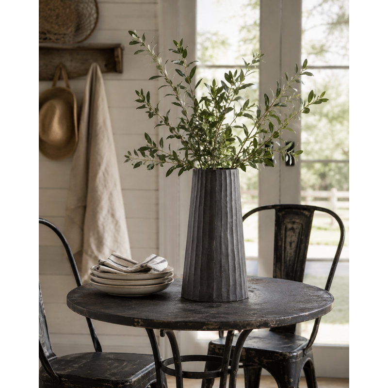 Metal Floor Vase, 22" H x 10" W x 10" D, Graphite Gray