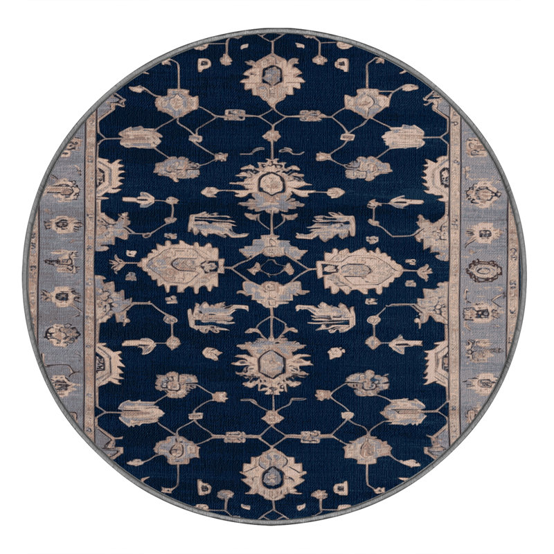 Machine Washable Overdyed Gray Area Rug, Round 4'
