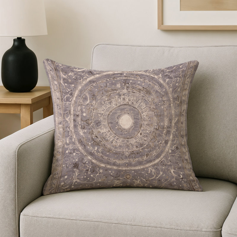 Coussin décoratif intérieur / extérieur gris Modern Modern, Carré 16 po, Beige / brun clair oriental