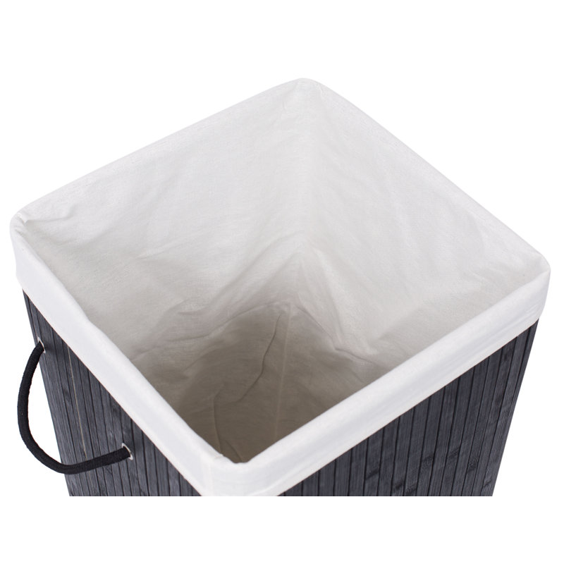 Bamboo Laundry Hamper with Handles, Black